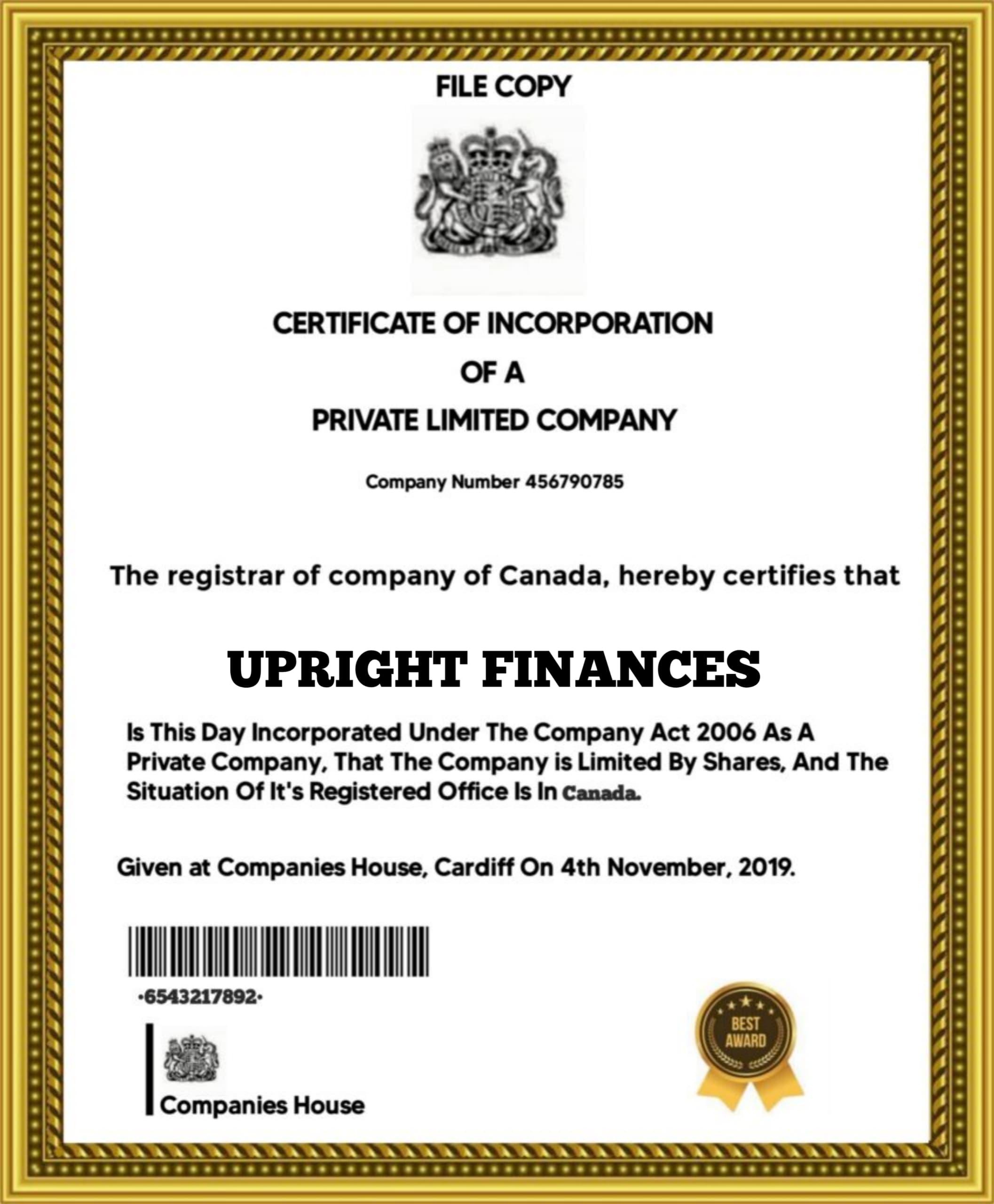 Company Certificate